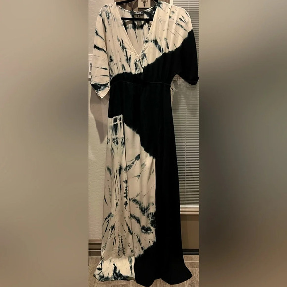 Lulus Maxi black gray and blue tie dye maxi dress, size XS - Picture 1 of 9